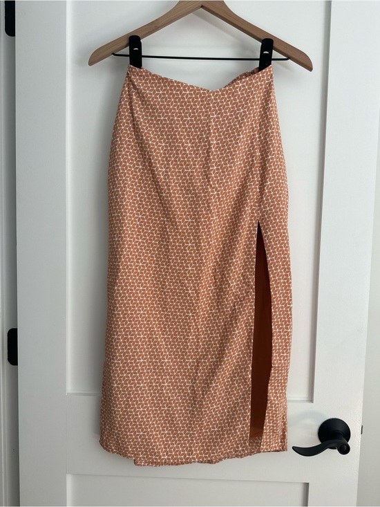 Abercrombie & Fitch Dresses & Skirts - A&F Printed Rust-Orange Midi Skirt with Side Slit